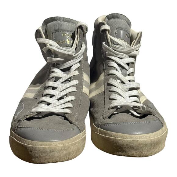 Polo Ralph Lauren Court Mid Gray Suede Sneakers Size 14 Streetwear Casual - Picture 2 of 9